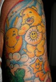 Kreslený medveď farebné rameno tetovanie vzor