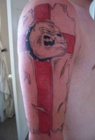 Iso käsivarsi Englanti bulldog maalattu tatuointi malli