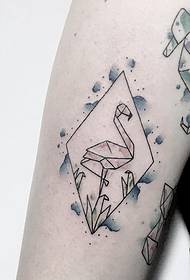 Modello di tatuaggio dipinto fenicottero geometrico piccolo braccio