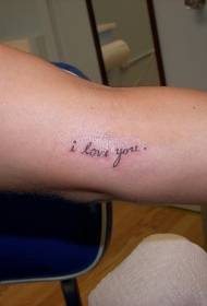 Brazo clásico inglés I love you pattern tattoo