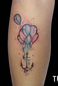 Klenge Aarm schéi waarm Loftballon Anker Tattoo Muster