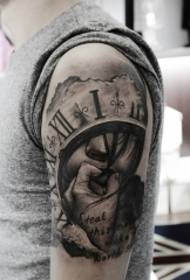 Arm clock portrait english tattoo pattern