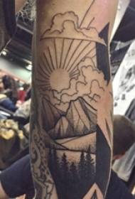 Braccio bianco e nero stile grigio punto spina semplice personalità linea tatuaggio immagine paesaggio