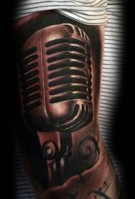 Braț model de tatuaj personalitate microfon vintage negru
