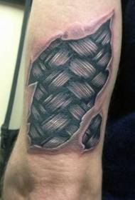 Brako nigra senŝeligita teksita ŝablona personeco tatuaje