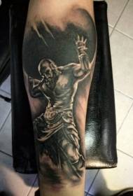 Pátrún tattoo portráid réadúil dubh agus bán portán