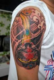 Armjade Ruyi tatueringsmönster för guldskalle