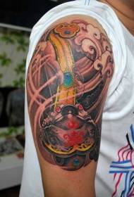 Ruyi arm tattoo pola tengkorak emas