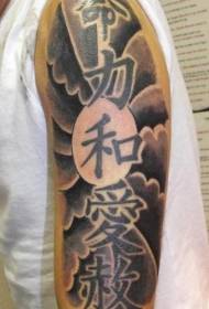 腕に日本のキャラクターのタトゥーパターン