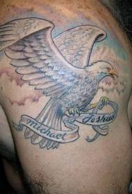 Valkoinen kotka ja kirje tatuointi malli olkapäällä
