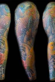 Modello di tatuaggio floreale peonia calamaro delicato colorato braccio fiore