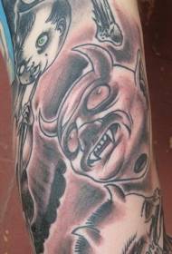 Modello di tatuaggio del braccio del demone cornuto