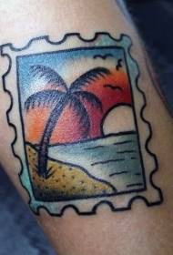 Arm gekleurde seerower met tatoeëermerk met landskapstempel