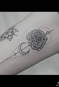 Maliit na braso rose moon sting line maliit na sariwang pattern ng tattoo