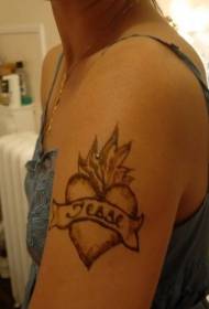 Patrón de tatuaje brazo santo corazón y nombre inglés