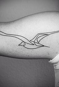 Malaking braso minimalist na itim na linya ng seagull tattoo tattoo pattern