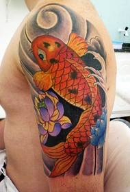 Apẹrẹ tatuu ti ara china mascot squid tatuu
