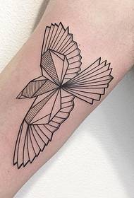 Big arm geometric line combination pigeon tattoo pattern