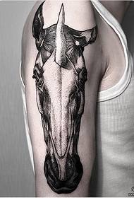 Armstickar europeiska och amerikanska enhörningar svartgrå tatueringsmönster