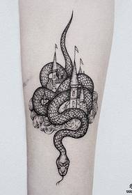 Europski i američki uzorak tetovaža zmijskog dvorca