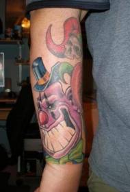 Purple smile Clown mat Schädelarm Tattoo Muster