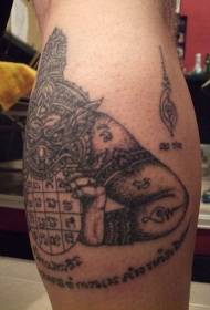 Modello di tatuaggio di mostro e roulette con gambo