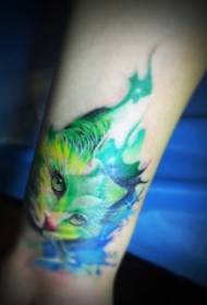 Modèle de tatouage créatif bras chat aquarelle
