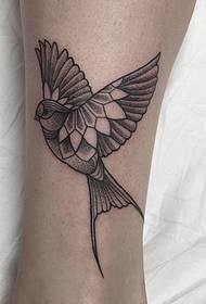 Malé rameno pták bodnutí linie černé šedé tetování tetování vzor