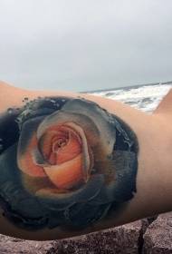 Arm mahiwagang kulay makatotohanang rosas at pattern ng tattoo ng tubig