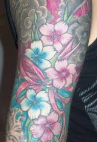 Adolescente armas patrón de tatuaxe de flores de cores