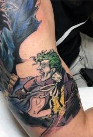 Naoružani šareni batman i klaun tetovaža u stilu stripa