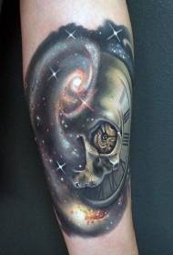 Paže zdobené barevné hodiny lebka s hvězdným vzorem tetování