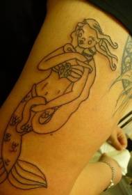 Чорна лінія русалка рука татуювання візерунок