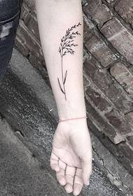 Small arm inside rice ear simple line tattoo pattern