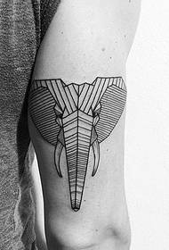 Big bra jewometrik liy elefan tèt tatoo modèl