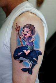 krahu për fëmijë balenë vizatimor model tatuazhesh