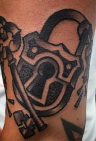 Kunci hitam sederhana lengan dengan pola tato kunci