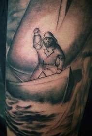 Braccio uomo nero sul modello di tatuaggio della barca