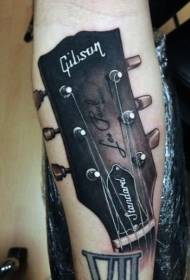 Великолепная цветная реалистичная татуировка руки гитары