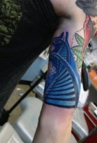 Arm scary colored DNA stair tattoo pattern