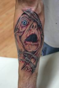 Arm skrämmande blodiga död tatuering mönster