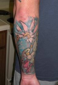 Узорак тетоваже конопа од бијелог цвијета од мале руке