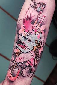 Isitayela se-Arm Japanese esincane umbala omusha we-mask mask chopstick tattoo iphethini