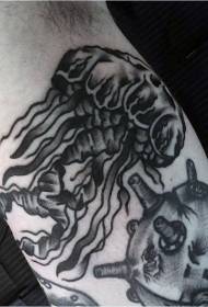 Aarm einfach schwaarz Jellyfish a Mäi Tattoo Muster