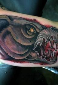 Kréien Blutt Raccoon Kapp faarweg Arm Tattoo Muster