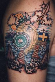 腕の色の戦士のタトゥー画像