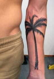 Fermoso patrón de tatuaje de palmera realista negro con brazos