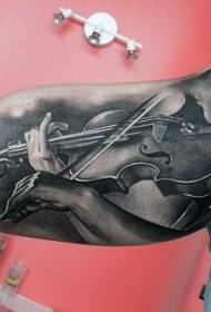Arm realistinen pull viulu tatuointi malli