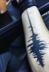 Черен модел на татуировка на звукова вълна с опростен дизайн на ръката