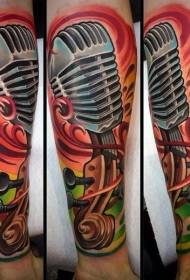 ກາຕູນ microphone vintage ສີກາຕູນແລະຮູບແບບ tattoo ແຂນໄວໂອລິນ